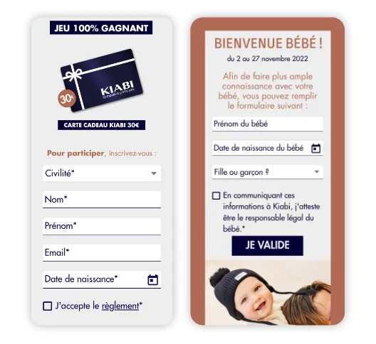 kiabi bienvenue bébé génération de leads