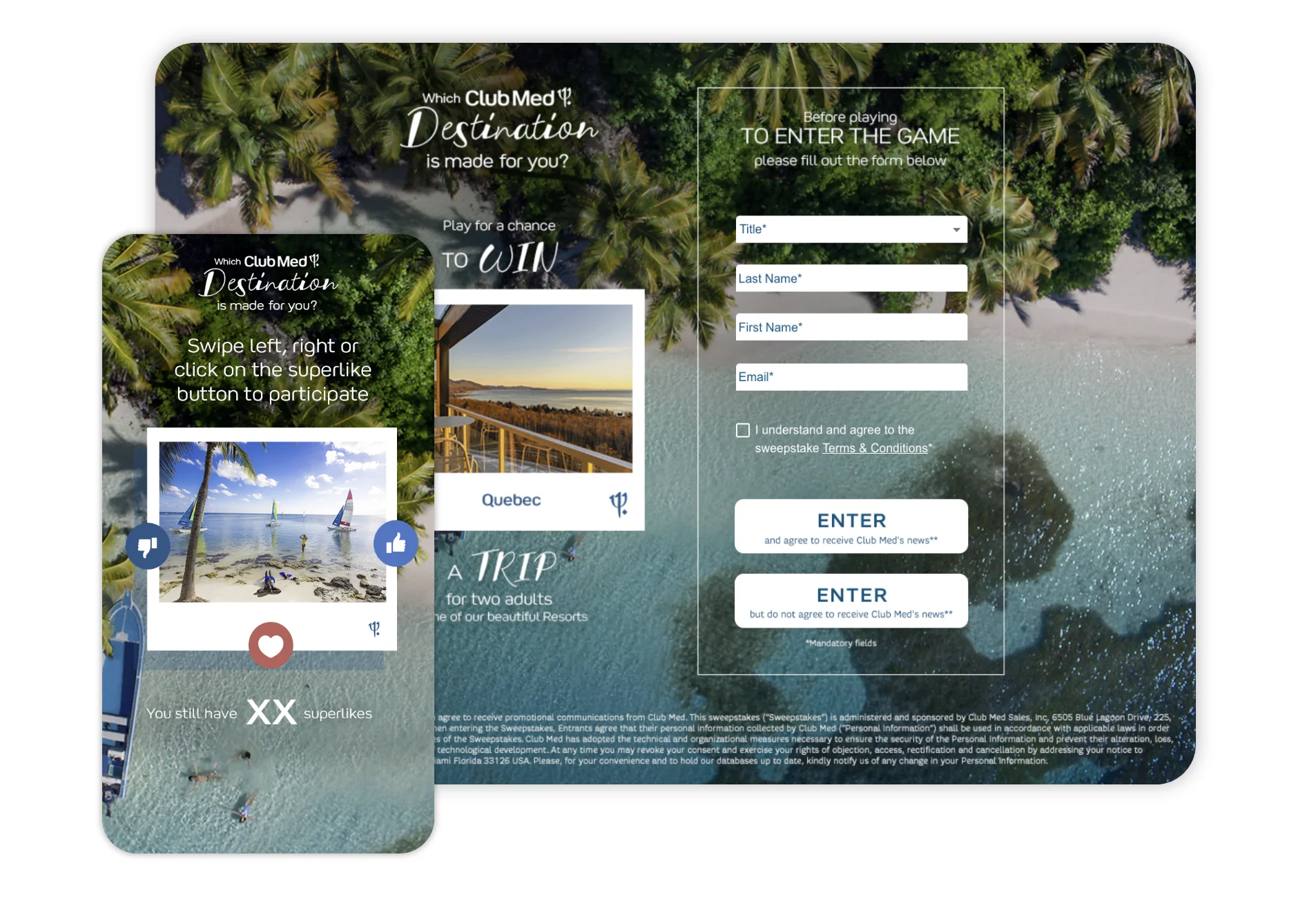 Club med - swiper sondages interactif